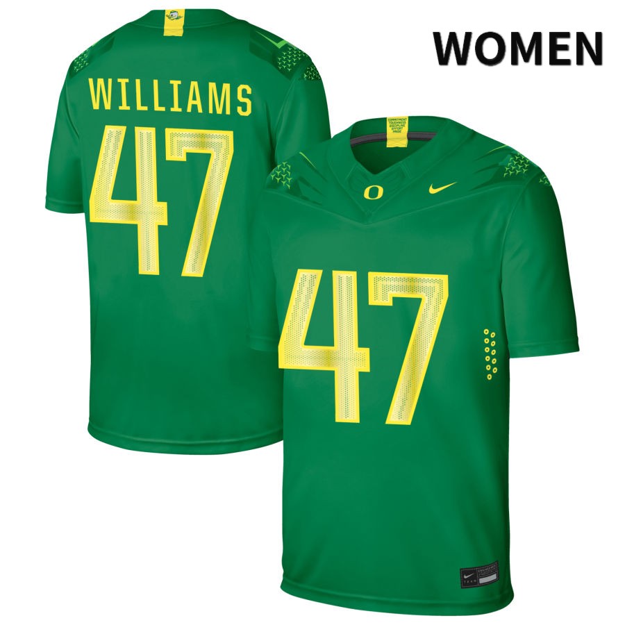 Oregon Ducks Women's #47 Elijah Williams Football College Authentic Green NIL 2022 Nike Jersey EBS34O3T